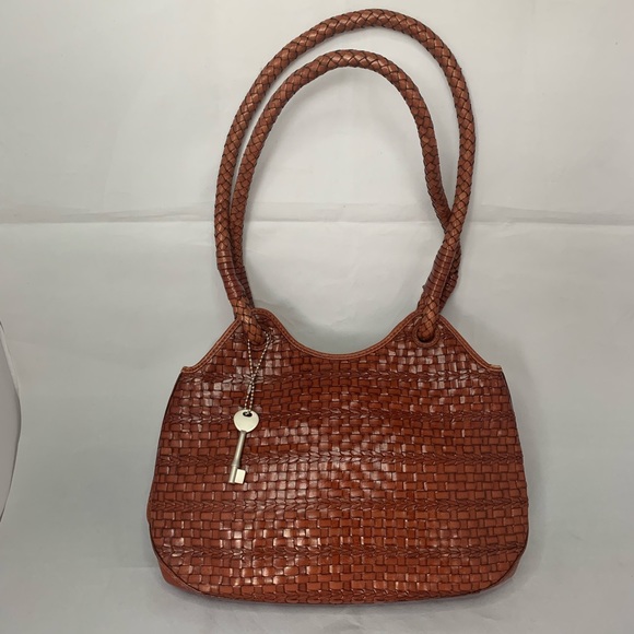 fossil basket weave bag